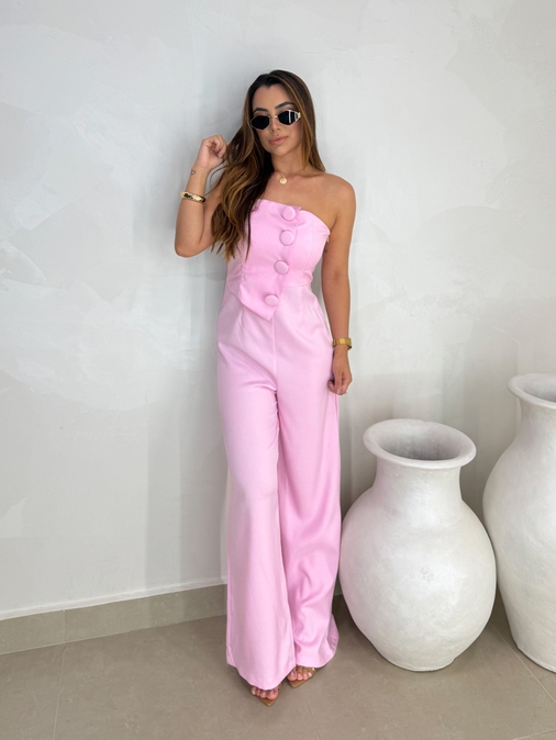 Macacão Argélia Rosa - Loja La Mina 