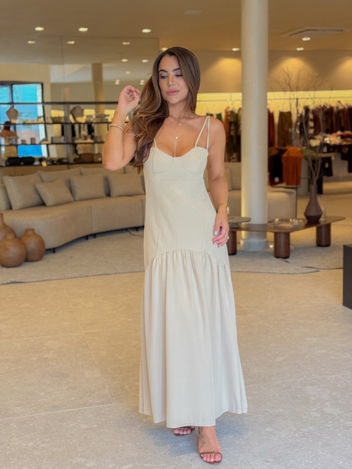 Vestido Midi Mavie Areia - Loja La Mina 