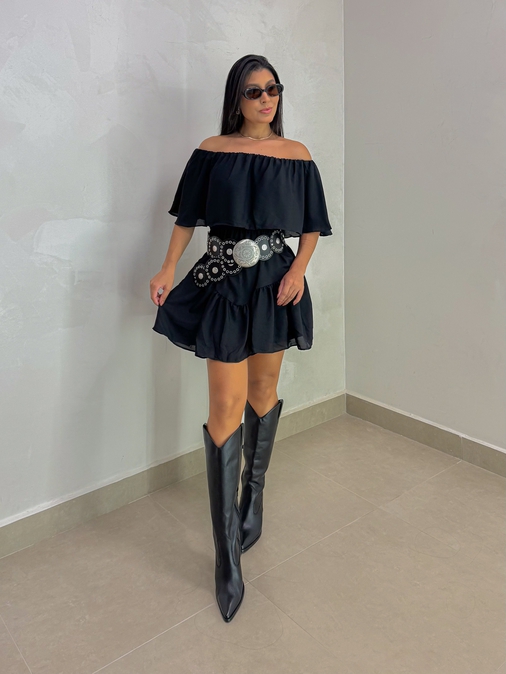 Vestido Ombro a Ombro Preto - Loja La Mina 