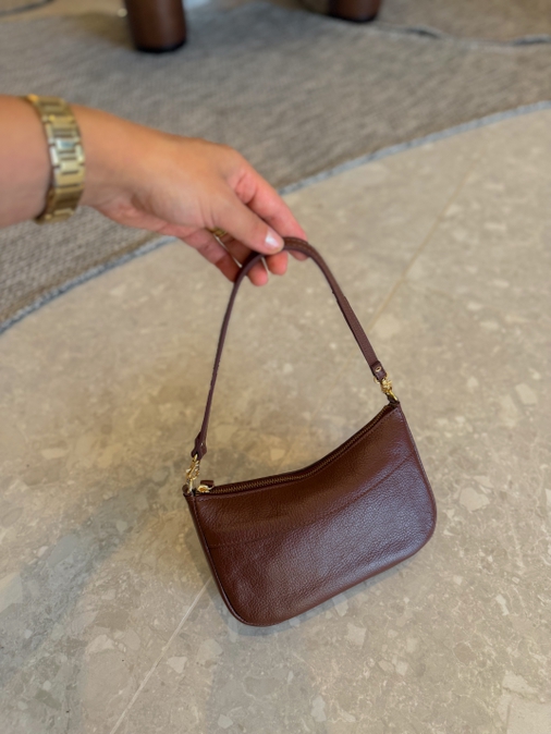 Bolsa Couro Zíper Marrom - Loja La Mina 