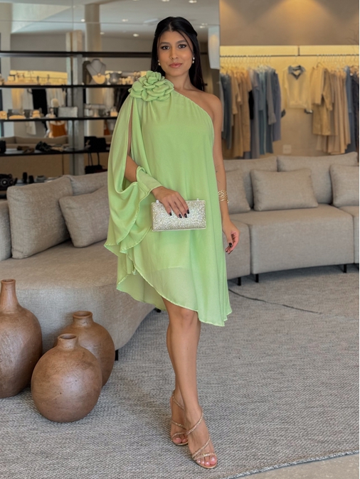 Vestido Ombro Só Flor Verde - Loja La Mina 
