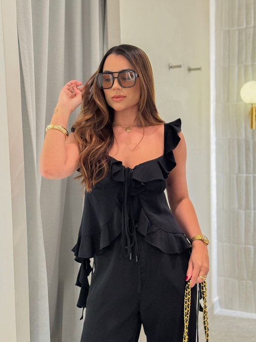 Blusa Boho Alice Preto - Loja La Mina 