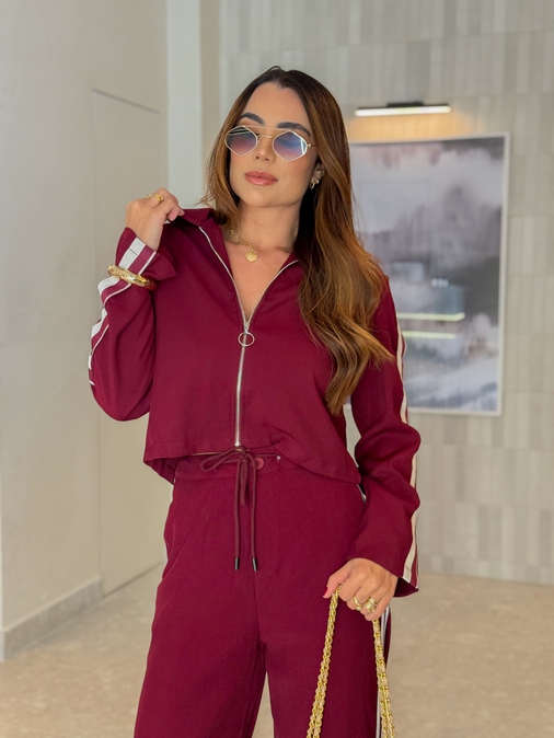 Jaqueta Zíper Jully Cereja - Loja La Mina 