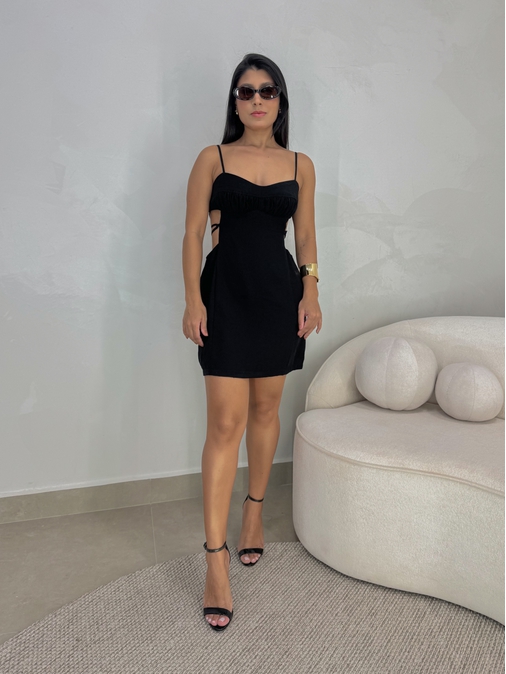 Vestido Franzido Nubia Preto - Loja La Mina 