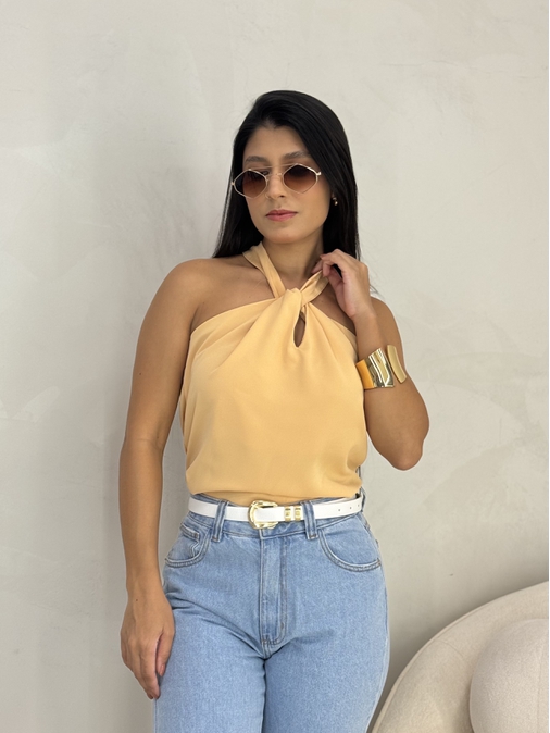 Blusa Detalhe Nó Cappuccino - Loja La Mina 