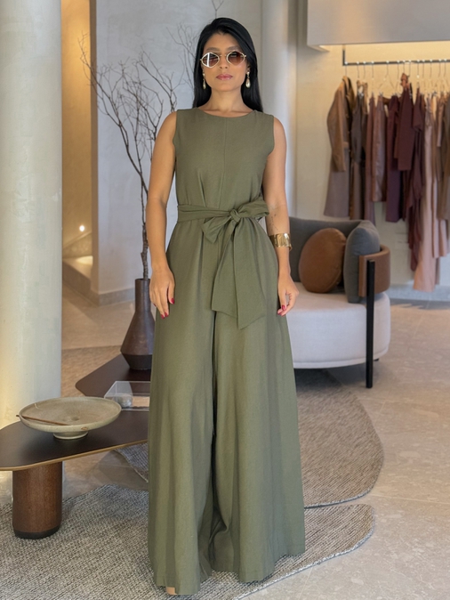 Macacão Pantalona Mônica Militar - Loja La Mina 