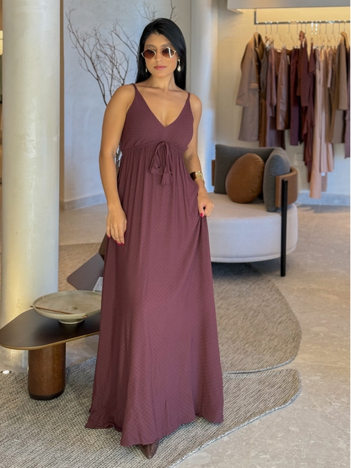 Vestido Liso Ibiza Café - Loja La Mina 