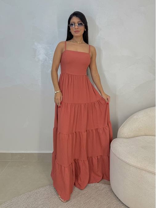 Vestido Midi Caribe Goiaba - Loja La Mina 
