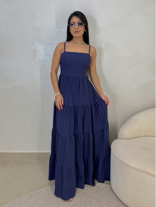 Vestido Midi Caribe Marinho - Loja La Mina 