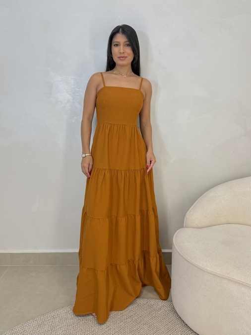 Vestido Midi Caribe Caramelo - Loja La Mina 