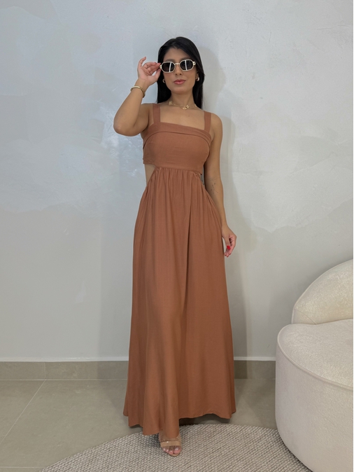 Vestido Liso Havaí Mocha Mousse - Loja La Mina 