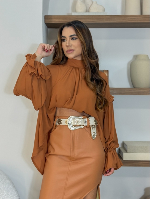 Blusa Mullet Marrom - Loja La Mina 