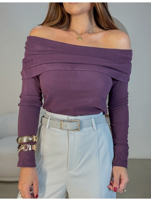 Blusa Ombro a Ombro Aveludada Uva - Loja La Mina 