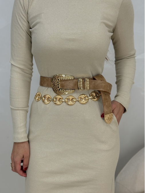 Cinto Fivela Metal Camelo - Loja La Mina 