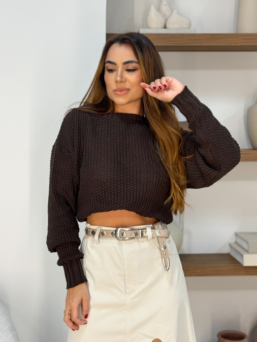 Blusa Tricot Espanha Café - Loja La Mina 