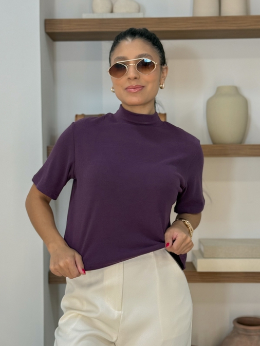 Blusa Manguinha Aveludada Uva - Loja La Mina 