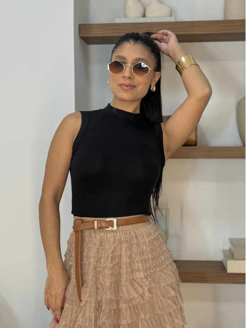 Blusa Regata Basic Preto - Loja La Mina 