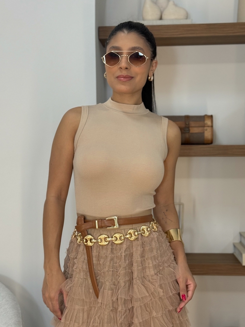 Blusa Regata Basic Cappuccino - Loja La Mina 