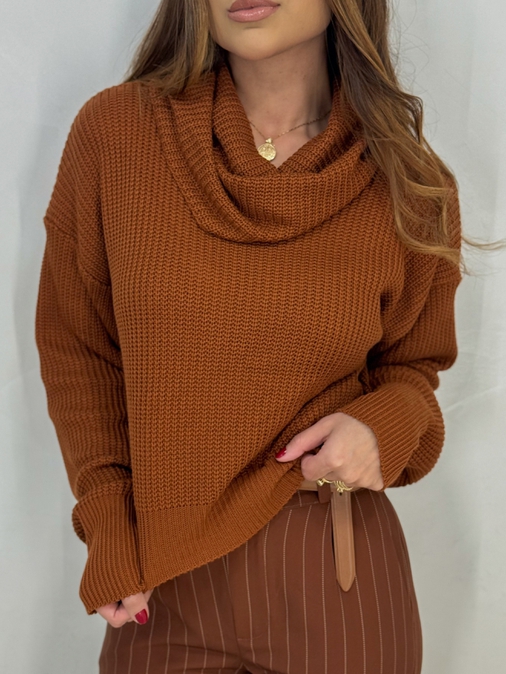 Blusa Tricot Gola Barcelona Caramelo - Loja La Mina 