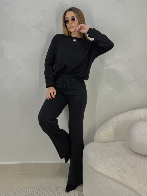 Conjunto Tricot Santorini Preto - Loja La Mina 