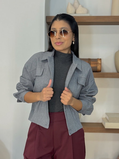 Jaqueta Bolso Anastacia Cinza - Loja La Mina 