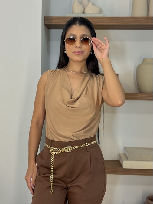 Blusa Gola Degage Cappuccino - Loja La Mina 