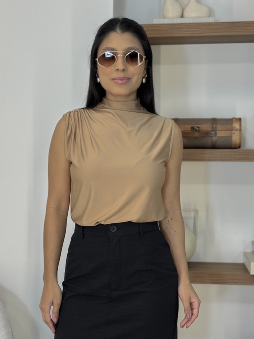Blusa Franzida Alicia Cappuccino - Loja La Mina 