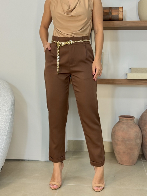 Calça Alfaiataria Leila Café - Loja La Mina 