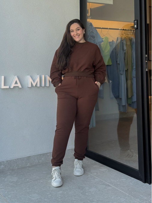 Conjunto Moletom Jogger Marrom - Loja La Mina 