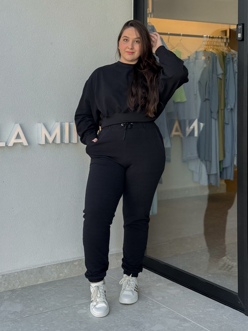 Conjunto Moletom Jogger Preto - Loja La Mina 