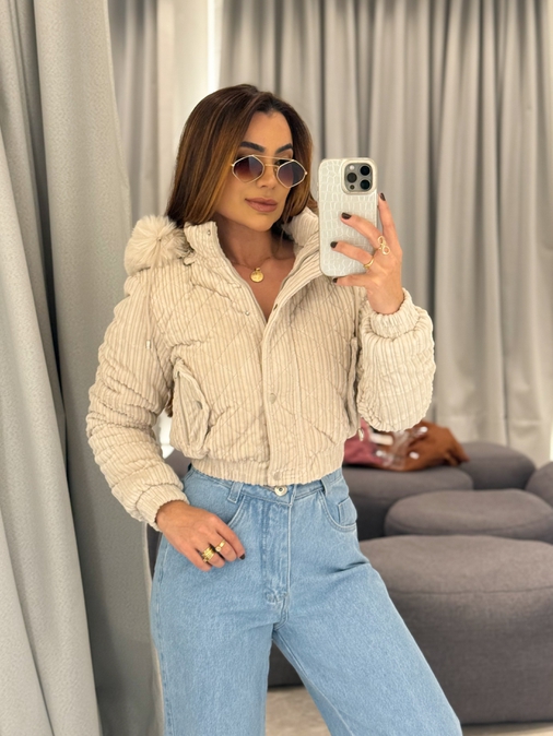 Casaco Pelo Fiorella Areia - Loja La Mina 