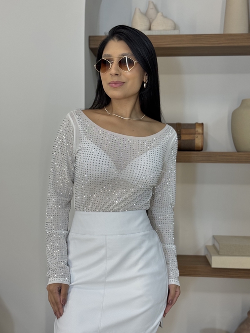 Body Strass Branco - Loja La Mina 