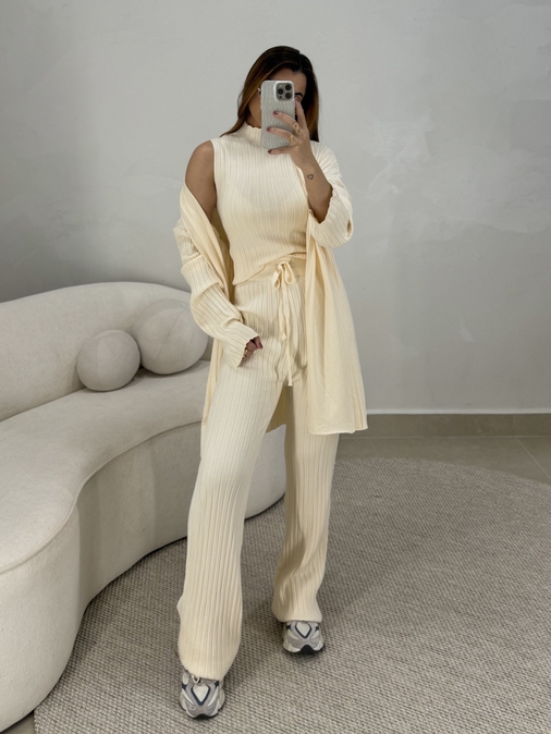 Conjunto 3 peças Gisele Creme - Loja La Mina 