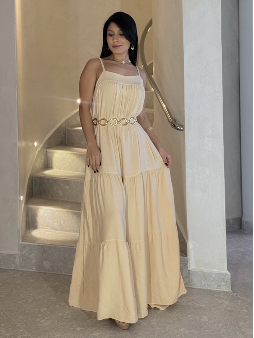 Vestido Longo Bali Areia - Loja La Mina 