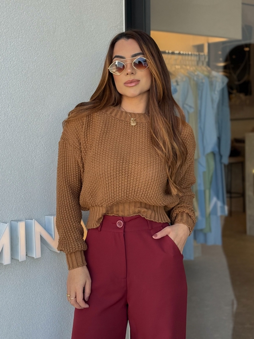 Blusa Tricot Espanha Camelo - Loja La Mina 