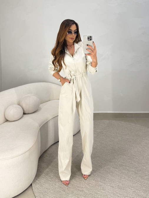 Macacão Manga Longa Aspen Areia - Loja La Mina 