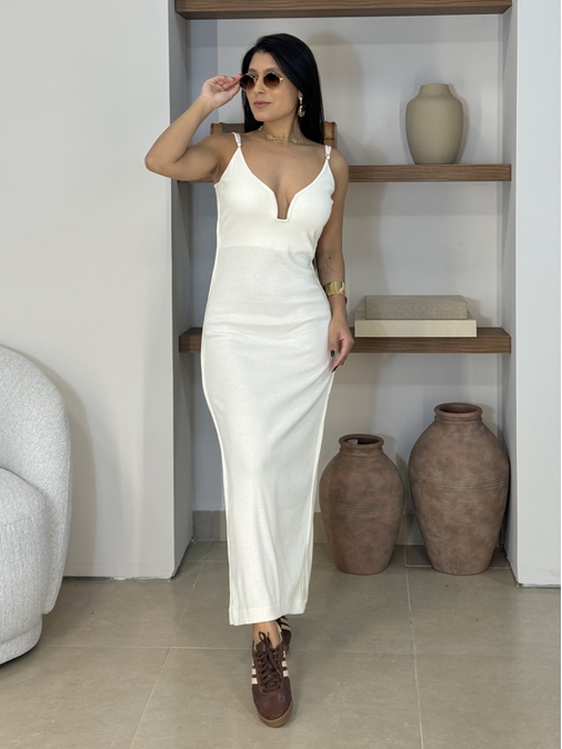 Vestido Canelado Margot Off - Loja La Mina 