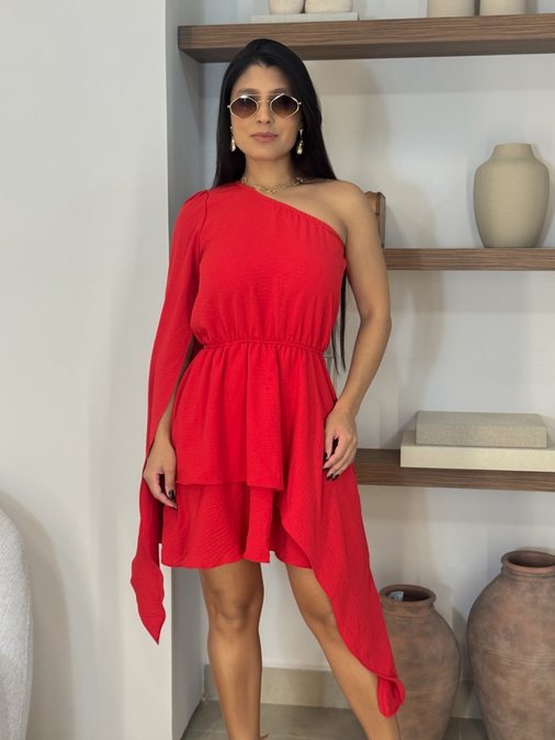 Vestido Nula Manga Becca Vermelho - Loja La Mina 