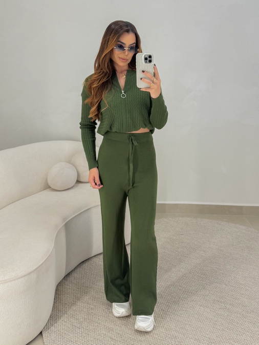 Conjunto Tricot Zíper Germana Verde - Loja La Mina 