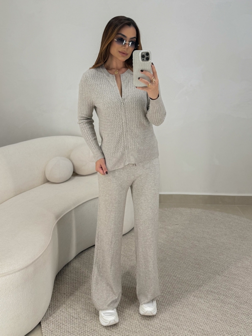 Conjunto Tricot Zíper Germana Argila - Loja La Mina 