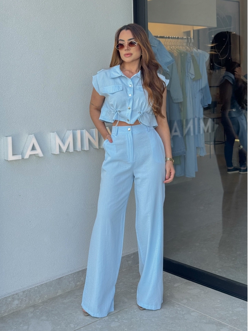 Conjunto Calça Natalia Azul - Loja La Mina 