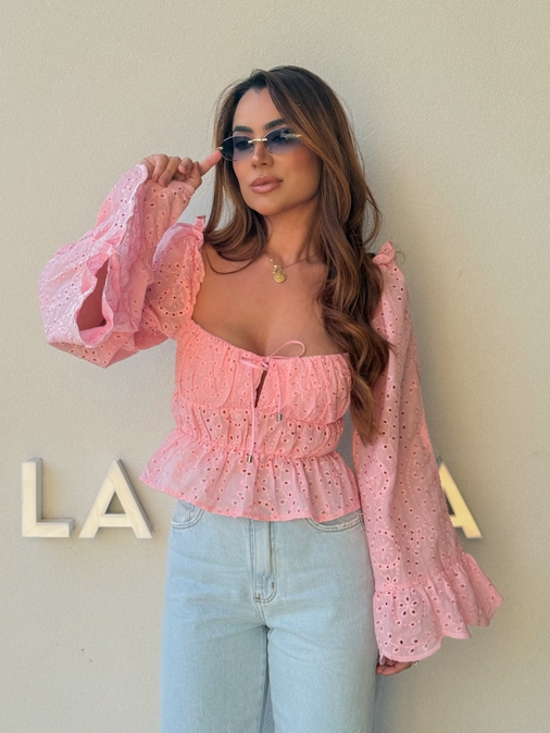 Blusa Ombro a Ombro Laise Rosa - Loja La Mina 