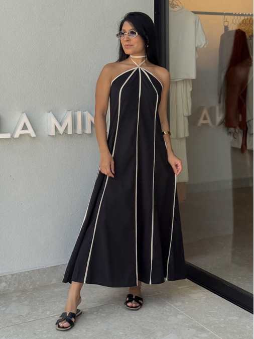 Vestido Frente Única Grécia Preto - Loja La Mina 