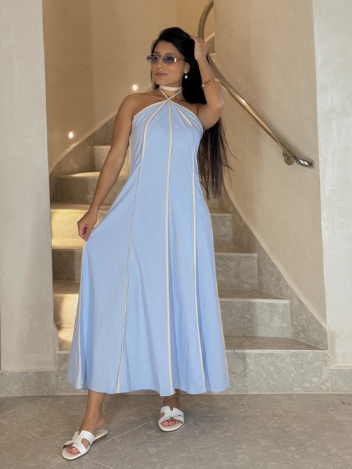 Vestido Frente Única Grécia Azul - Loja La Mina 