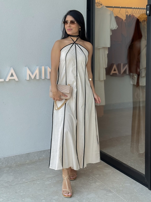 Vestido Frente Única Grécia Areia - Loja La Mina 