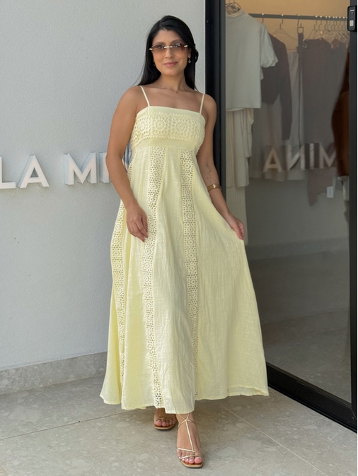 Vestido Laise Alcinha Madeline Amarelo - Loja La Mina 