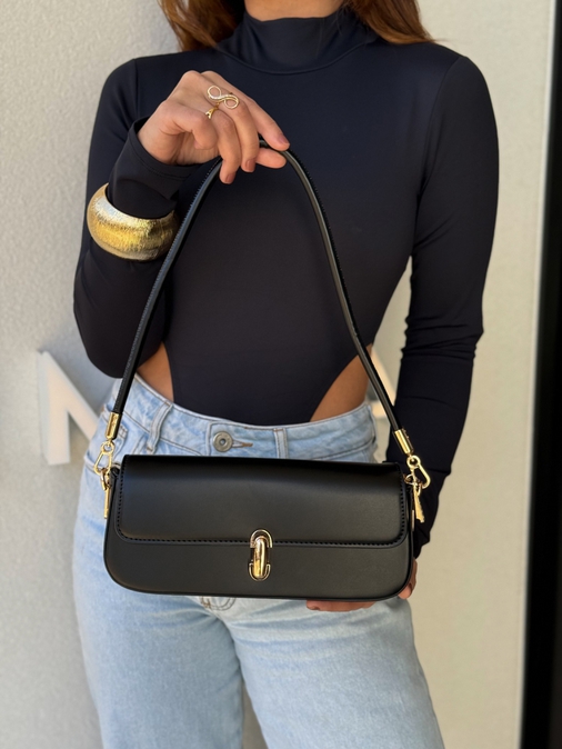 Bolsa Baguete Camile Preta - Loja La Mina 