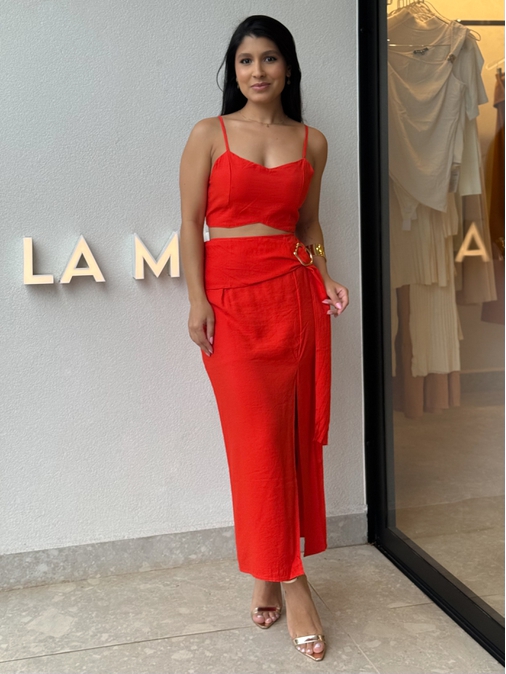 Conjunto Saia Anne Vermelho - Loja La Mina 