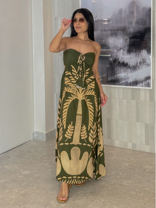 Vestido Estampado Santorini Verde - Loja La Mina 