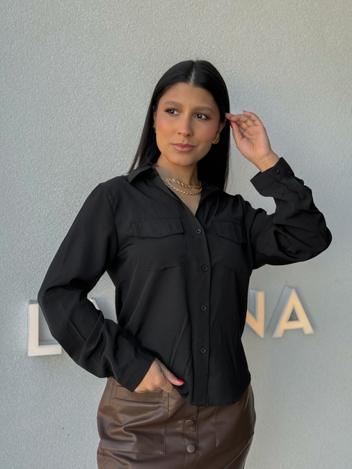 Camisa Amélia Preta - Loja La Mina 